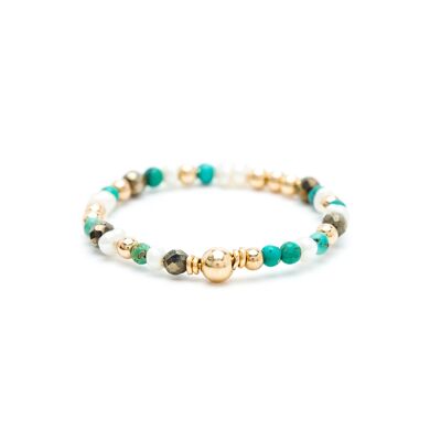 Bague Queen Gamme - Perles de culture, Turquoises & or