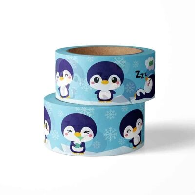 Washi tape Pingüino con nieve y hielo