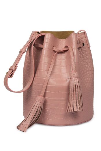 Sac seau gaufré en soft coco rose Leandra 1