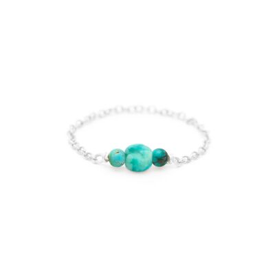 Bague chaînette Chance - Turquoises & argent