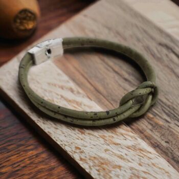 Bracelet en liège marin unisexe kaki - Eco-friendly - vegan 3