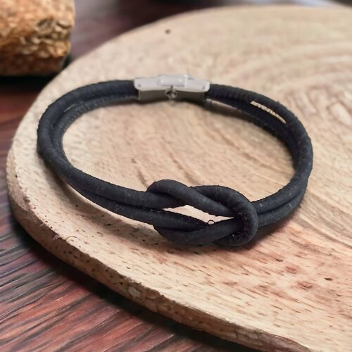 Bracelet en liège noir Marin unisexe - Mode éthique et vegan