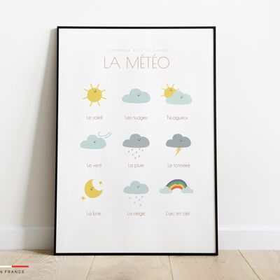 Affiche enfant pour apprendre la météo - Poster mural chambre bébé