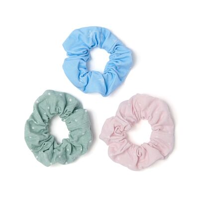 Scrunchies  - Pale Blue, Pink and Green