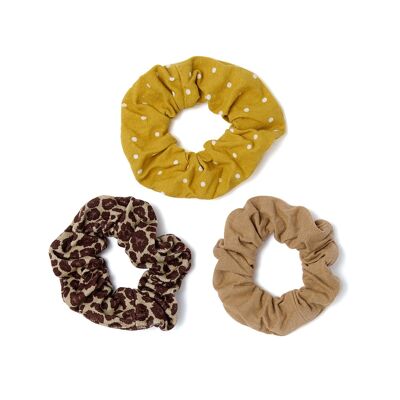 Scrunchies - Leopard, Natural and Gold
