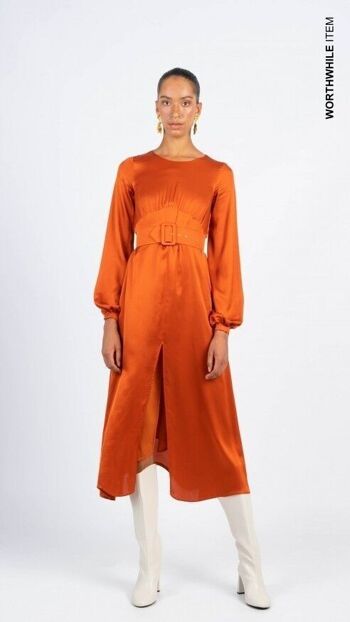 Robe en satin orange / Couleurs vives de l'hiver 5