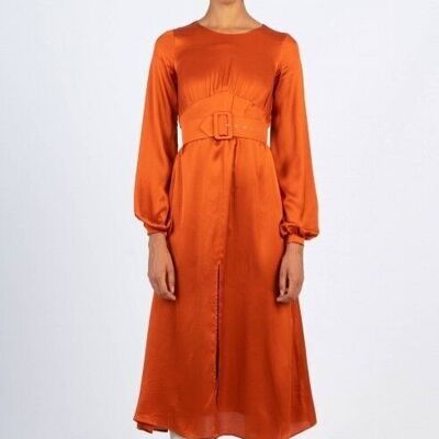Orange satin dress / Bright winter colors