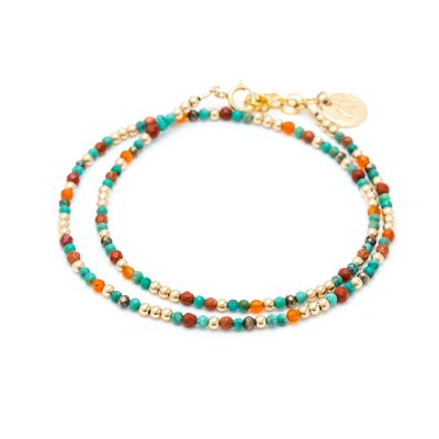 Bracelet Queen Double - Pierres, Turquoises & or