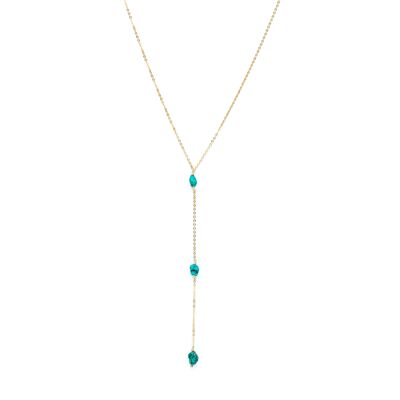 Collier Baroque long - Turquoises & or