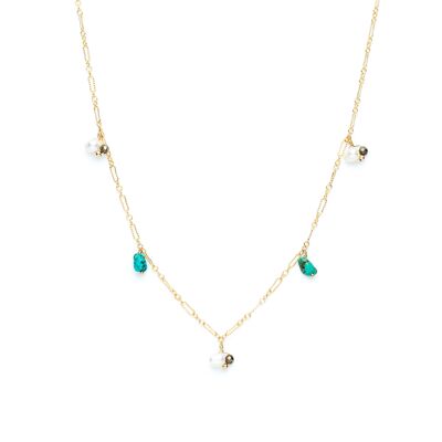 Collier Grelots Forçat - Turquoises, Perles de culture & or