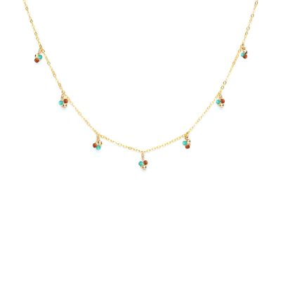 Collier Grelots - Pierres, turquoises & or