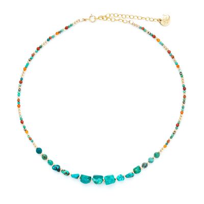 Collier Queen Baroque - Pierres, turquoises & or