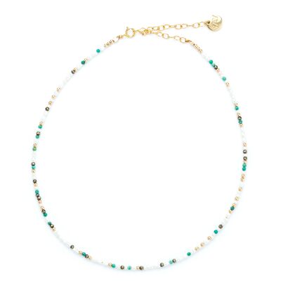 Collier Queen - Turquoises, Perles de culture & or