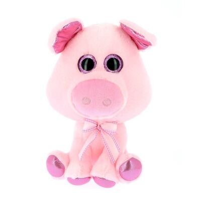PINK PIG WITH CRYSTAL EYES WITH BOW 42CM