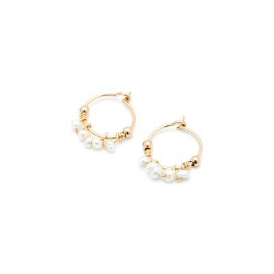 Boucles d'oreilles mini créoles - Perles de culture & or