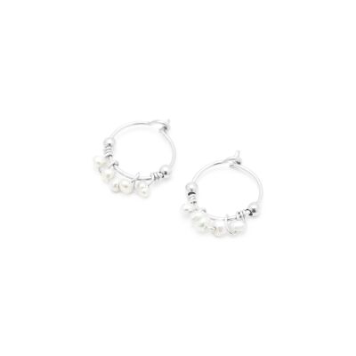 Boucles d'oreilles mini créoles - Perles de culture & argent