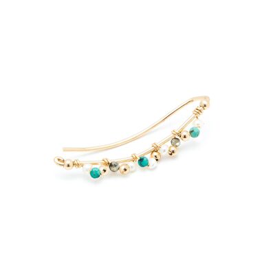 Climber Dentelle grand - Turquoises, perles de culture & or