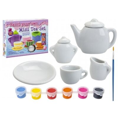 Mini tea set for painting 20 pieces with paint