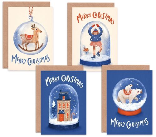 Snow Globes Multipack of 8 Greeting Cards