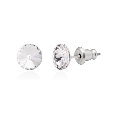 Crystal stud earrings with titanium pin, color clear crystal
