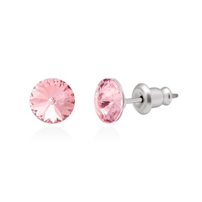 Crystal stud earrings with titanium pin, color light pink
