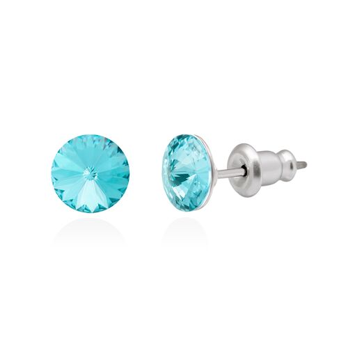 Crystal stud earrings with titanium pin, color light turquoise