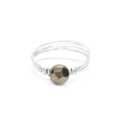 Bague Bouton Multirangs - Pyrite & argent