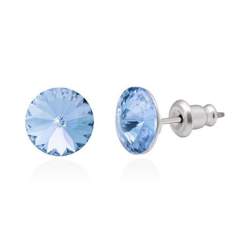 Crystal stud earrings with titanium pin, color light blue