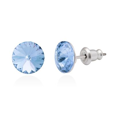 Crystal stud earrings with titanium pin, color light blue