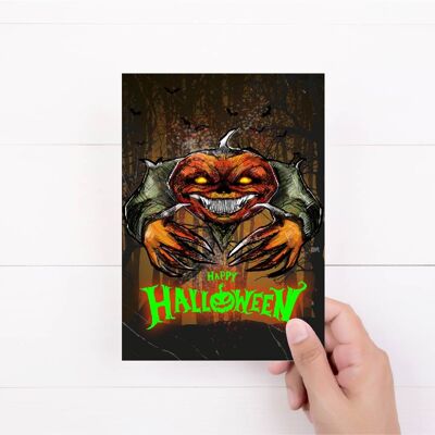 Carta di zucca di Halloween | Carta di Halloween felice | Carta d'autunno | Biglietto d'auguri