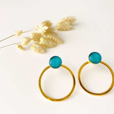 ANNA blue green earrings, modular chips, 3 in 1
