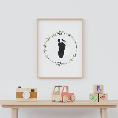 Fußabdruckposter | Poster Babyfußabdruck | Geburtsposter Fußabdruck | Babyzimmer | DIN A4