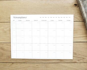 Planificateur mensuel DIN A4 | coins carrés | Calendrier non daté | planification mensuelle 1