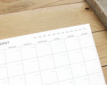 Planificateur mensuel DIN A4 | coins carrés | Calendrier non daté | planification mensuelle 2