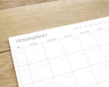 Planificateur mensuel DIN A4 | coins carrés | Calendrier non daté | planification mensuelle 3