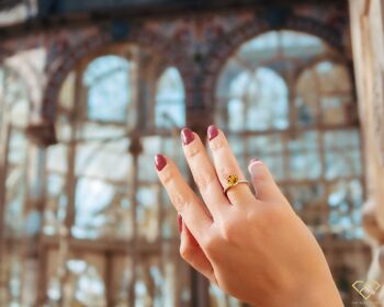 Bague en pierres précieuses naturelles citrine jaune en argent sterling-cadeau d'anniversaire, bijoux fins pour femmes-conception délicate unique-anneau de soleil 3