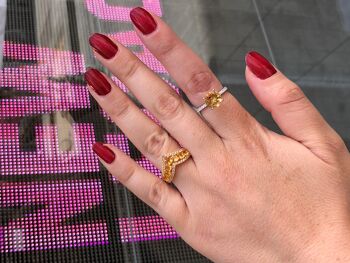 Bague en pierres précieuses naturelles citrine jaune en argent sterling-cadeau d'anniversaire, bijoux fins pour femmes-conception délicate unique-anneau de soleil 4