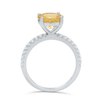 Bague en pierres précieuses naturelles citrine jaune en argent sterling-cadeau d'anniversaire, bijoux fins pour femmes-conception délicate unique-anneau de soleil 5