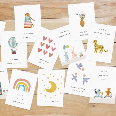 Affirmation Cards for Kids | Set of 12 | encouragement | positive beliefs | Children's encouragement cards | birthday gift | DIN A6