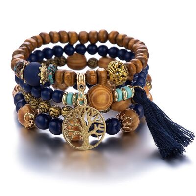 Boho mehrschichtiges Holzperlenarmband