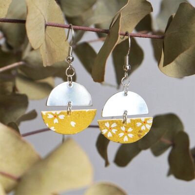 Pendientes de papel japonés - Colección Tsuki - Amarillo mostaza