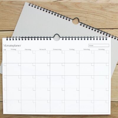 Agenda mensual DIN A4 | Calendario sin fecha | planificación mensual | Calendario en formato apaisado | Planificador mensual sin fecha con encuadernación en espiral