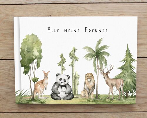 Freundebuch für Kinder | Schule | Freundealbum Tiere der Welt | A5 Freundschaftsbuch Grundschule