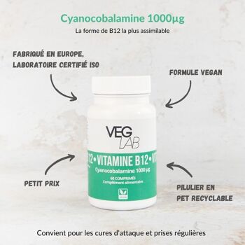 B12 Cyanocobalamine 1000μg - x60 - VEGLAB 3
