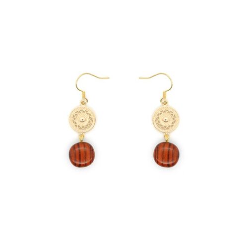 Boucles d'oreilles bois et doré Frida