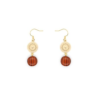 Frida wood and gold earrings