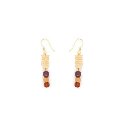 Boucles d'oreilles bois en doré Gaia