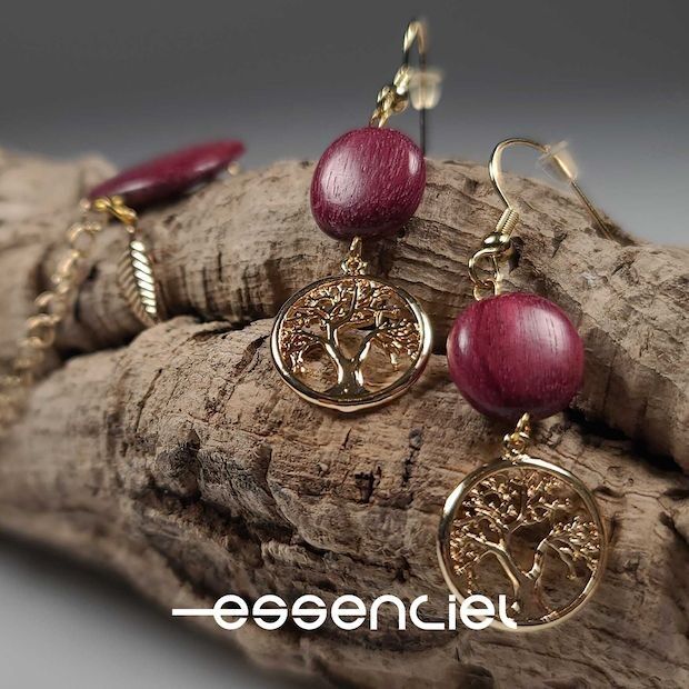 Mona orecchini in legno e oro