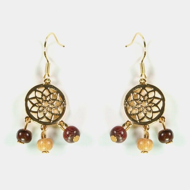 Orecchini in legno con rosetta dorata Liz