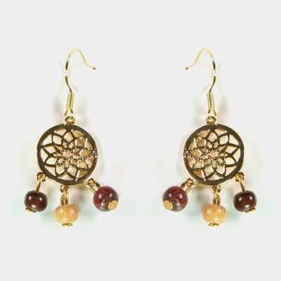 Liz golden rosette wooden earrings